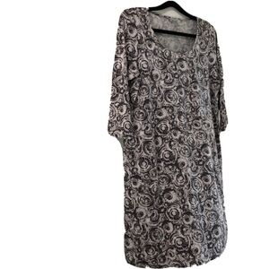 pure jill fit & flare floral dress black,white size:M